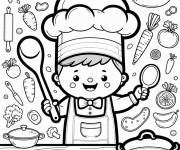 Coloriage Chef &agrave; motif pour enfants