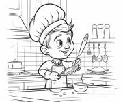 Coloriage Chef aimable &agrave; la cuisine