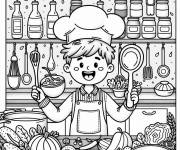 Coloriage Chef assemble la recette