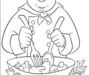 Coloriage Chef Auguste Gusteau pr&eacute;pare de la salade
