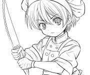 Coloriage Chef avec &eacute;p&eacute;e