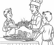 Coloriage Chef avec les enfants