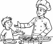 Coloriage Chef avec un petit enfant
