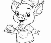 Coloriage Chef cochon