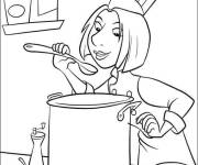 Coloriage Chef Colette d&eacute;guste la soupe