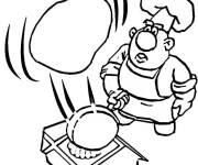 Coloriage chef cuisinant une cr&ecirc;pe