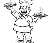 Coloriage Chef cuisinier et ses plats