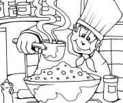Coloriage Chef de cuisine amus&eacute;