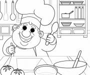 Coloriage Chef de cuisine du restaurant