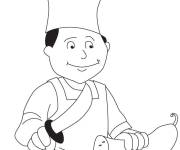 Coloriage Chef d&eacute;coupe les l&eacute;gumes