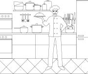 Coloriage Chef en vecteur