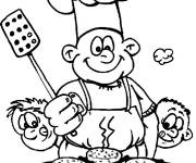Coloriage Chef et les enfants gourmands
