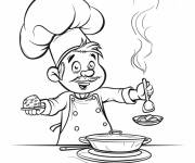 Coloriage Chef et les plats d&eacute;licieux