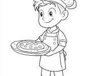 Coloriage Chef et Pizza