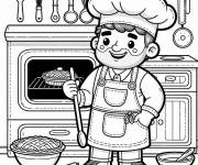 Coloriage Chef portant son chapeau
