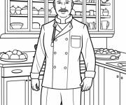 Coloriage Chef portant un tablier