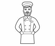 Coloriage Chef pr&eacute;parant un festin