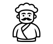 Coloriage Chef pr&eacute;parant un plat en couleurs