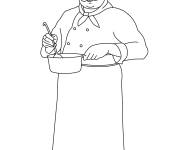 Coloriage Chef  pr&eacute;pare la soupe