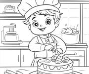 Coloriage Chef pr&eacute;pare la tarte
