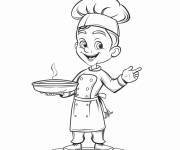 Coloriage Chef pr&eacute;pare le diner