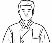 Coloriage Chef pro avec ustensiles de cuisine
