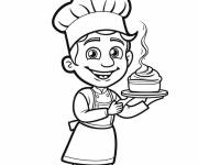 Coloriage Chef tenant un petit gateau