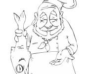 Coloriage Chef tenant une poisson