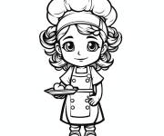 Coloriage Chef toute belle en cuisine