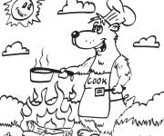 Coloriage Chien pr&eacute;pare le diner