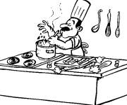 Coloriage et dessins gratuit Cuisine Chef &agrave; colori à imprimer