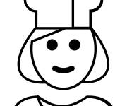 Coloriage Emoji Femme chef en noir et blanc