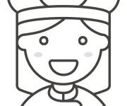 Coloriage Emoji fille chef souriante