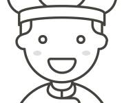 Coloriage Emoji garcon chef souriant