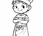 Coloriage Enfant chef croissant les bras