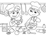 Coloriage Enfant et gar&ccedil;on comme des chefs de cuisine