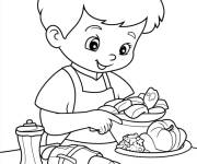 Coloriage Enfant mignon en role de chef