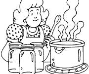 Coloriage et dessins gratuit Femme chef &agrave; la cuisine à imprimer