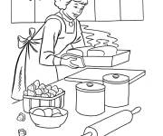 Coloriage Femme Chef avec les ingr&eacute;dients