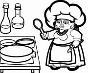 Coloriage Femme Chef de cuisine