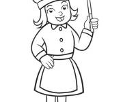 Coloriage Femme levant le cuill&egrave;re