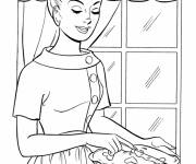 Coloriage Femme pr&eacute;pare la tarte de pomme