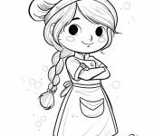 Coloriage Fille personnage de cartoon comme chef