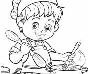 Coloriage Fille rigolote en role de chef