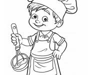 Coloriage Gar&ccedil;on avec cuill&egrave;re