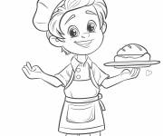 Coloriage Gar&ccedil;on chef tenant du pain