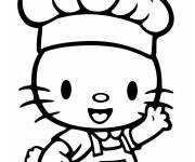 Coloriage Hello Kitty chef