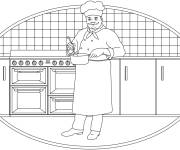 Coloriage Image de Chef en noir et blanc