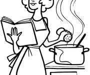 Coloriage et dessins gratuit La femme suivant le livre des recettes à imprimer