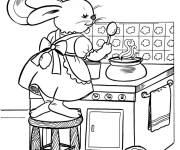 Coloriage Lapin Chef de cuisine